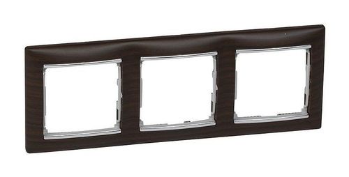 Рамка 3 поста Legrand VALENA, дерево темное / серебряный штрих